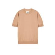 Donker Beige Wol T-Shirt Jil Sander , Beige , Heren