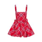 Ruelle Tartan Mini Bubble Jurk Loveshackfancy , Red , Dames