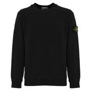 Zwarte Katoenen Trui Lange Mouw Stone Island , Black , Heren