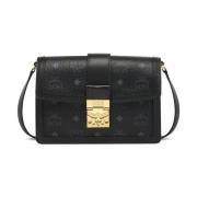 Schoudertas Tracy in Visetos MCM , Black , Dames