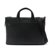 Zwarte leren tas voor iPad Pro Piquadro , Black , Heren