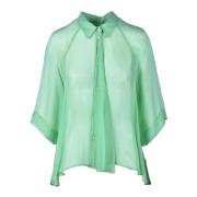 Zijden Blend Shirt met Viscose Attic and Barn , Green , Dames