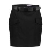 Twill Rok met Riem Detail Geisha , Black , Dames