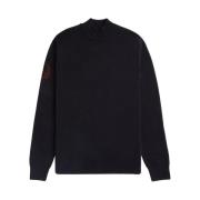 Zwarte Mock Neck Sweater Laurel Wreath Fred Perry , Black , Heren