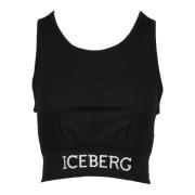 Stijlvolle Top met Elastaanmix Iceberg , Black , Dames