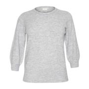 Grijze Melange Gebreide Pullover Trui Kaffe Curve , Gray , Dames