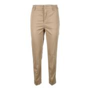 Katoen Elastaan Broek Dondup , Beige , Dames