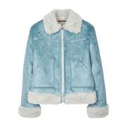 Korte faux shearling jas met rits PS By Paul Smith , Blue , Dames