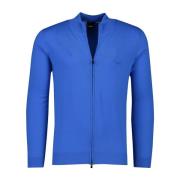 Blauwe Wollen Vest met Opstaande Kraag en Rits Hugo Boss , Blue , Here...