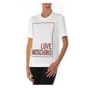 Katoenen Tops T-Shirt - Trendy en Comfortabel Love Moschino , White , ...