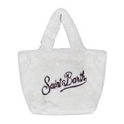 Zachte faux fur medium handtas MC2 Saint Barth , White , Dames