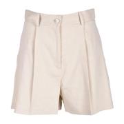 Linnenmix Elastische Taille Shorts Pinko , Beige , Dames