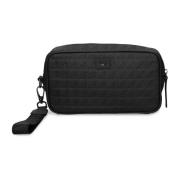 Zwarte leren beautycase met logo Emporio Armani , Black , Heren