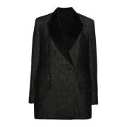 Zijden blend blazer met hoornen knoop Brunello Cucinelli , Green , Dam...