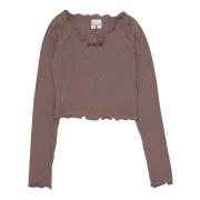 Retro Lange Mouw Crew Neck T-shirt Karl Kani , Brown , Dames