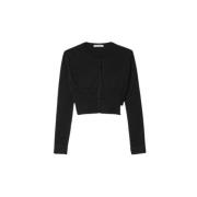 Geribbelde Crop Sweater met knoopsluiting Mar De Margaritas , Black , ...