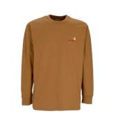 Script Longsleeve Tee in Bruin Carhartt Wip , Brown , Heren