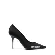 Zwarte Neopreen Platte Schoenen met Rubberen Logo Love Moschino , Blac...