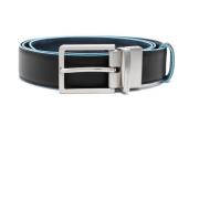 Omkeerbare Leren Riem met Metalen Logogesp Piquadro , Black , Heren