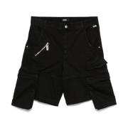 Zwarte Katoenen Shorts Rits Voor Logo Gcds , Black , Heren