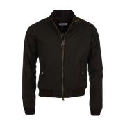 Groene Waterdichte Katoenen Jas met Geribbelde Details Barbour , Black...