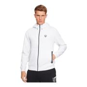 Hoodie met rits - Geborduurd logo Emporio Armani EA7 , White , Heren