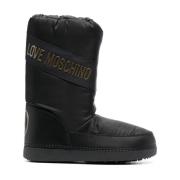 Zwarte platte schoenen met logoprint Love Moschino , Black , Dames