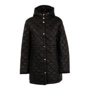 Lang Gewatteerd Dames Pufferjack met Capuchon Husky Original , Black ,...