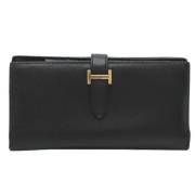 Pre-owned Leather wallets Hermès Vintage , Black , Dames