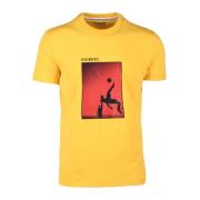 Katoen Elastaan T-shirt Bikkembergs , Yellow , Heren