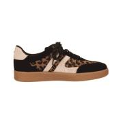 Sneaker met Luipaardprint en Gouden Details La Strada , Brown , Dames