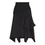 Zwarte Gedrapeerde Midi Rok Lanvin , Black , Dames