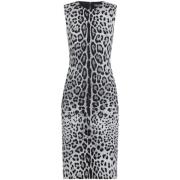 Luipaardprint Mouwloze Charmeuse Jurk Dolce & Gabbana , Gray , Dames