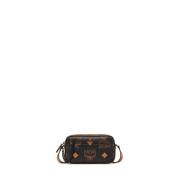 Aren Schoudertas met Pouch in Monogram Mix MCM , Black , Dames