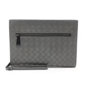 Pre-owned Leather clutches Bottega Veneta Vintage , Gray , Dames