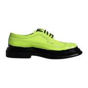 Neon Groene Leren Derby Schoenen Dolce & Gabbana , Green , Heren