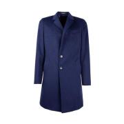 Elegante Marineblauwe Wol Herenjas Made in Italia , Blue , Heren