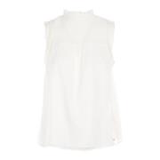 Mouwloze Ruches Blouse Tommy Hilfiger , White , Dames