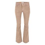 Flare Broek Taupe DNM Pure , Beige , Dames