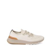 Lichtbeige Stretch Gebreide Lage Sneakers Brunello Cucinelli , Beige ,...