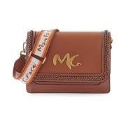 Bruine leren flap tas Manila Grace , Brown , Dames