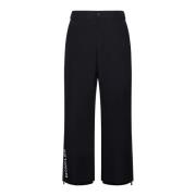 Zwarte Ski Broek met Logo Print Moncler , Black , Heren