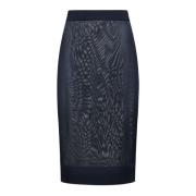 Middernachtblauwe Sheer Viscose Gebreide Rok Saint Laurent , Blue , Da...