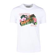 Katoen Elastaan T-shirt Bikkembergs , White , Heren