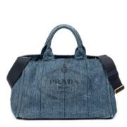 Pre-owned Canvas prada-bags Prada Vintage , Blue , Dames