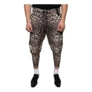 Luipaardprint Jogger Broek met Koordsluiting Dolce & Gabbana , Multico...