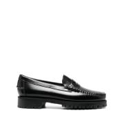 Zwarte Leren Platte Schoenen Handgemaakt Sebago , Black , Dames