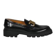 Leren Loafers met Metalen Ketting Accessoire Tod's , Black , Dames