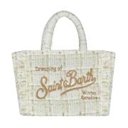 Tweed Mini Tas met Franjes MC2 Saint Barth , Beige , Dames