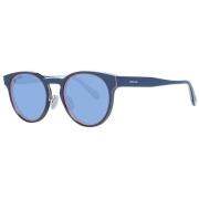 Blauwe Unisex Zonnebril Ronde Frame Omega , Blue , Unisex